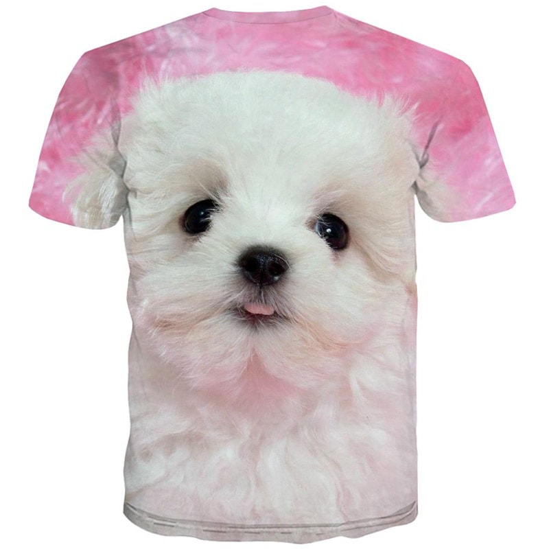 
shirt Little White dog Puppy Cute Pets Funny 3D t shirt big Smart dogs Casual man art costume
                