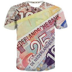 Money T-shirt Men Netherlands T shirts Funny Geometric Tshirt Printed Harajuku Tshirts Cool Colorful Shirt Print Short Sleeve - KYKU