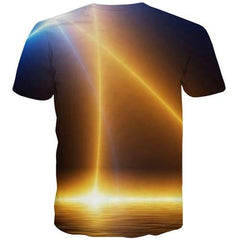 Galaxy Space T-shirt Men Flame Tshirts Cool Lightning Shirt Print Harajuku Tshirt Printed Gothic Tshirts Novelty Short Sleeve - KYKU