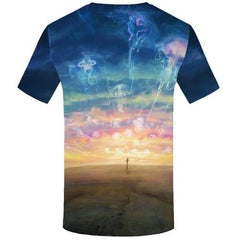 Jellyfish T shirts Men Character Tshirt Anime Psychedelic Shirt Print Galaxy T-shirts Graphic Nebula Tshirts Novelty - KYKU