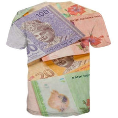 Money T shirts Men Malaysian Ringgit Tshirts Casual Malaysia T shirts Funny Character Shirt Print Abstract Tshirt Anime - KYKU