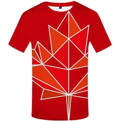 Maple Leaf T shirts Men Canada T-shirts Graphic Red Tshirt Anime Geometric T-shirts 3d Gothic Tshirts Casual Short Sleeve - KYKU