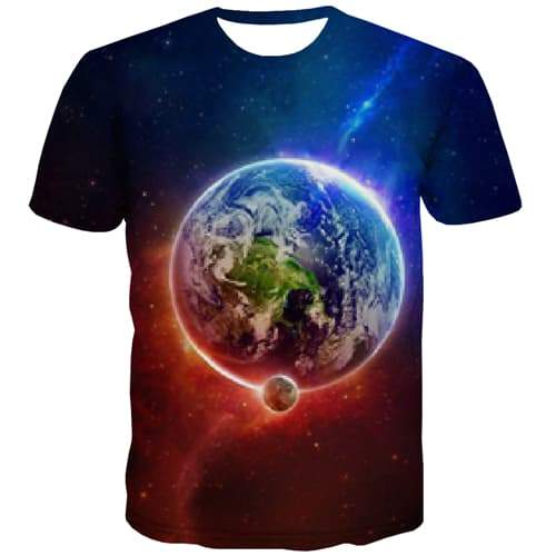 Earth T shirts Men Universe T shirts Funny Space T-shirts Graphic Moon Tshirts Casual Flame T-shirts 3d Short Sleeve summer - KYKU