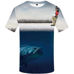 Fish T shirts Men Animal Tshirts Cool Funny T-shirts 3d Fisherman Shirt Print Fishinger Tshirts Casual Short Sleeve Hip hop - KYKU