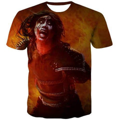 Halloween T-shirt Men Flame Tshirt Anime Terror Tshirts Casual War T-shirts 3d Punk Rock Shirt Print Short Sleeve Fashion - KYKU