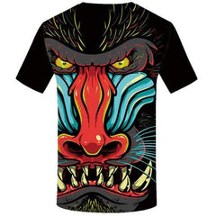 Monkey T-shirt Men Animal T shirts Funny Graffiti Tshirts Cool Gothic T-shirts Graphic Colorful Tshirts Casual Short Sleeve - KYKU