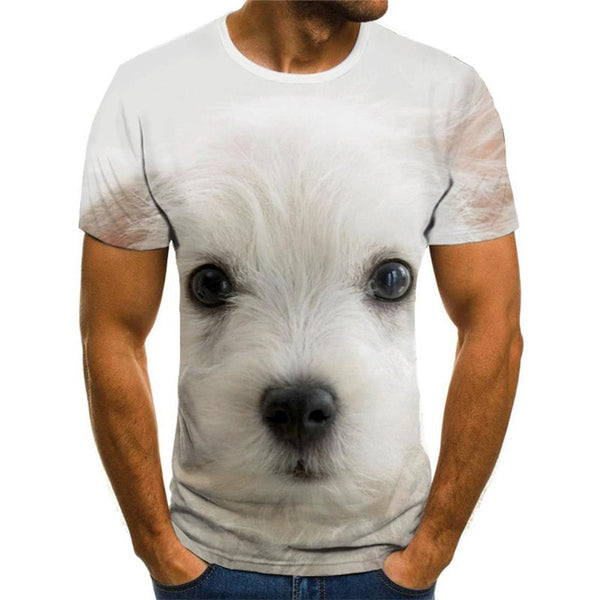 tshirts Little White dog Puppy Cute Pets Casual art costume man big Smart dogs Casual