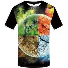 Five Elements T shirts Men Colorful T shirts Funny Harajuku T-shirts Graphic Flame Tshirt Printed Moon Tshirts Novelty - KYKU