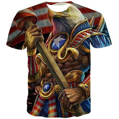 Eagle T shirts Men War Tshirts Novelty Animal Tshirts Casual Metal Shirt Print United States T-shirts 3d Short Sleeve summer - KYKU