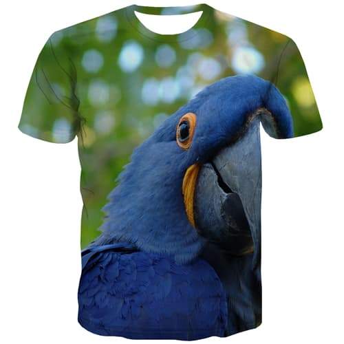 Parrot T-shirt Men Animal T shirts Funny Bird Tshirts Casual Harajuku Tshirt Printed Colorful Tshirt Anime Short Sleeve - KYKU