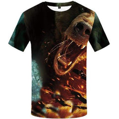 Bear T-shirt Men Russia Tshirt Anime Animal T shirts Funny War T-shirts 3d Flame T-shirts Graphic Short Sleeve Hip hop Men women - KYKU