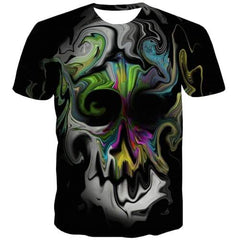Skull T shirts Men Graffiti Tshirts Cool Colorful T-shirts Graphic Funny T shirts Funny Gothic Tshirts Casual Short Sleeve - KYKU