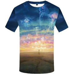Jellyfish T shirts Men Character Tshirt Anime Psychedelic Shirt Print Galaxy T-shirts Graphic Nebula Tshirts Novelty - KYKU