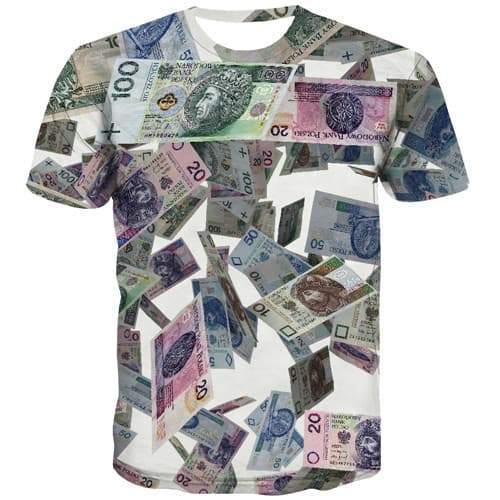 Money T-shirt Men Poland Shirt Print Art Tshirt Anime Abstract Tshirts Casual Harajuku Tshirts Cool Short Sleeve Fashion Mens - KYKU