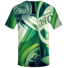 Beer T-shirt Men Metal Tshirt Anime Character Tshirts Novelty Green Shirt Print Harajuku T-shirts 3d Short Sleeve summer - KYKU