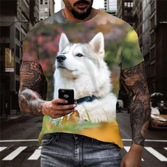 t shirt Husky dog tee top Puppy Cute Pets big Smart Husky dogs art costume men Casual