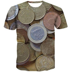 European Dollar T-shirt Men Money Tshirt Printed Metal Tshirt Anime Gothic Shirt Print Rock Tshirts Casual Short Sleeve T shirts - KYKU
