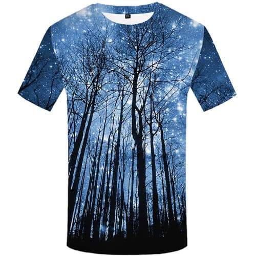 
Galaxy T-shirt Men Space Tshirt Anime Forest Tshirts Novelty Blue Tshirt Printed Gothic T-shirts Graphic Short Sleeve T shirts - KYKU
                