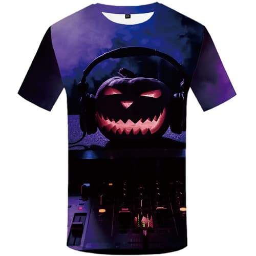 Halloween T shirts Men Pumpkin T shirts Funny Music Tshirt Printed Harajuku Tshirt Anime Party T-shirts 3d Short Sleeve Hip hop - KYKU
