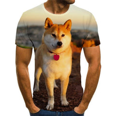 dog t shirt Puppy Cute animal t shirt 3D Cool big Smart dogs art costume men's