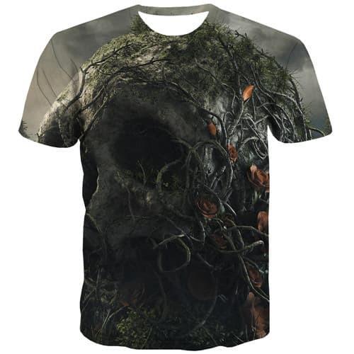 Skull T-shirt Men Rock Tshirts Novelty Black Hole T shirts Funny Abstract T-shirts Graphic Harajuku Tshirts Casual Short Sleeve - KYKU