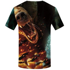 Bear T-shirt Men Russia Tshirt Anime Animal T shirts Funny War T-shirts 3d Flame T-shirts Graphic Short Sleeve Hip hop Men women - KYKU