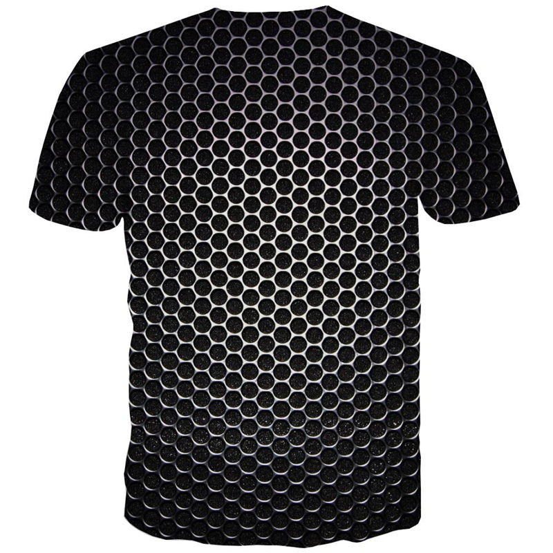 
Round hole metallic texture t shirt t shirt 3D special texture man different Cool art costume
                