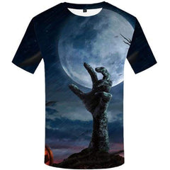 Halloween T shirts Men Hand T-shirts 3d Pumpkin Tshirts Casual Moon Tshirt Anime Cosplay T shirts Funny Short Sleeve Hip hop - KYKU