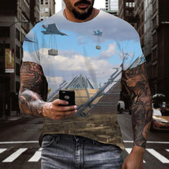 shirt Airship air ship Cool Casual art costume men flying ship