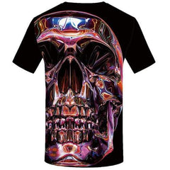 Skull T-shirt Men Colorful T-shirts Graphic Psychedelic T shirts Funny Aurora Tshirts Casual Gothic Shirt Print Short Sleeve - KYKU