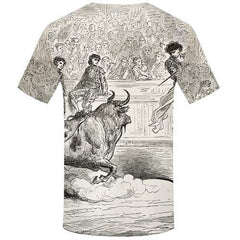 Cattle T-shirt Men Animal Tshirts Novelty Spain Tshirts Cool Graffiti Tshirt Printed Vintage Shirt Print Short Sleeve Hip hop - KYKU