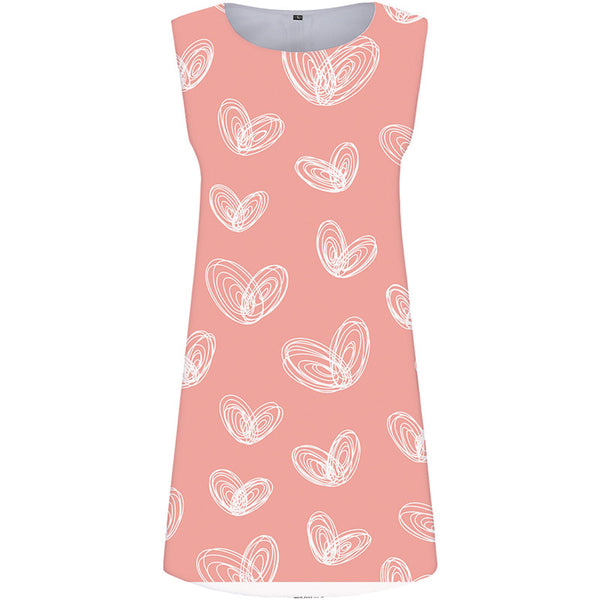 Pink Dress Women Love Short Harajuku Beach Abstract Vestido Sexy Womens Clothing Summer