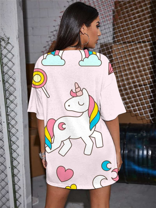 
Unicorn T-shirt Women Animal Funny T shirts Rainbow Shirt Print Moon Summer Love Gothic
                