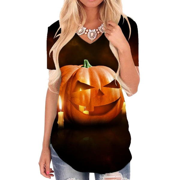 Pumpkin T-shirt women Halloween Shirt Print Candle T-shirts 3d Hip Hop Tshirts Printed