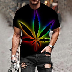 Leaves T-shirt Men Colorful Tshirts Casual Rainbow Shirt Print Harajuku T-shirts 3d