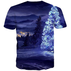 Christmas Tree T-shirt Men Landscape Tshirts Cool Christmas Tshirts Casual Party T shirts Funny