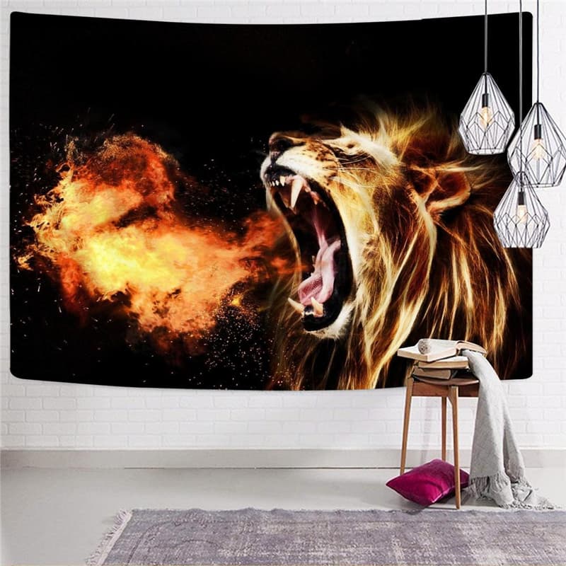 
Lion Tapiz Animal Rug Wall Anime Tenture Mandala Flame Home Tapestrys Harajuku Wall Tapestry
                