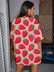 Strawberry T-shirt Women Harajuku Tshirt Printed Red T-shirts 3d Womens Clothing