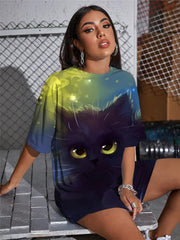 Animal T-shirt Women Cat T-shirts 3d Graffiti Shirt Print Harajuku Tshirt Printed