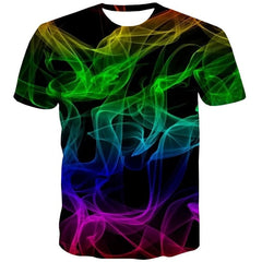 Smoke T-shirt Men Colorful T-shirts 3d Rainbow Tshirts Casual Art Funny T shirts