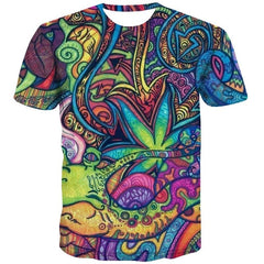 Hippie T shirt Men Colorful Funny T shirts Graffiti Shirt Print Happy Anime Clothes