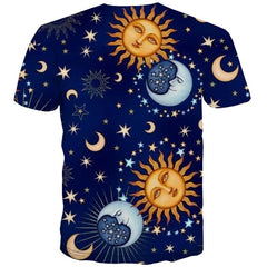 Hippie T-shirt Men Sun Tshirt Printed Moon Anime Clothes Star Funny T shirts