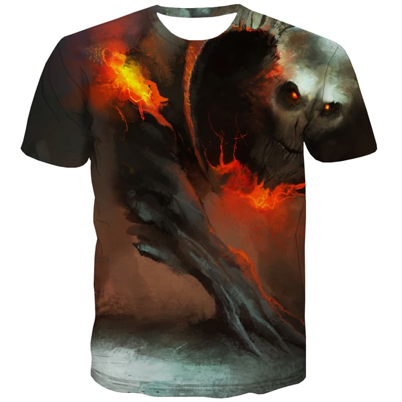 
Skull T-shirt Men War Tshirt Printed Flame T-shirts Graphic Terror Tshirt Anime
                