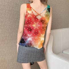 Colorful Tank-Top women Cube Sleeveless 3d Geometry Funny Top Street Tank Tops Casual