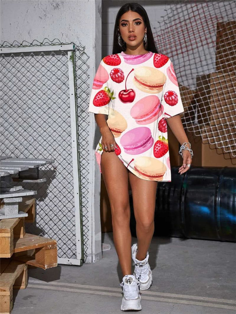 
Food T-shirt Women Fruit Punk Rock Donuts Shirt Print Lovely T-shirts 3d
                