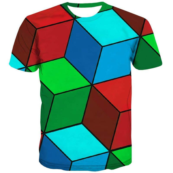 Colorful T shirts Men Tetris T shirts Funny Abstract Tshirt Printed Harajuku T-shirts Graphic Geometry Tshirts Cool - KYKU