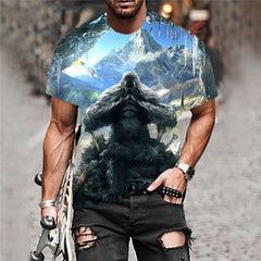 Orangutan T-shirt Men Animal T-shirts 3d Ferocious Tshirts Casual Black Tshirt Printed