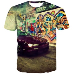Racing Car T shirts Men Metal Shirt Print City Tshirt Printed Gray Tshirt Anime Retro Tshirts Novelty