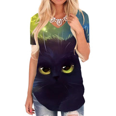 Animal T-shirt women Cat Shirt Print Graffiti Funny T shirts Harajuku Tshirts Printed