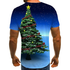 Christmas T-shirt Men Christmas Tree Tshirt Printed Galaxy Tshirts Novelty